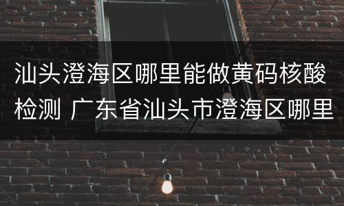 汕头澄海区哪里能做黄码核酸检测 广东省汕头市澄海区哪里可以做核酸检测