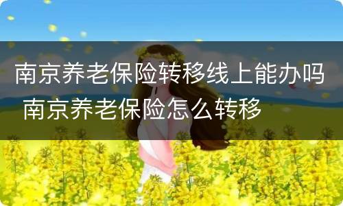 南京养老保险转移线上能办吗 南京养老保险怎么转移