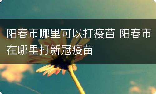 阳春市哪里可以打疫苗 阳春市在哪里打新冠疫苗