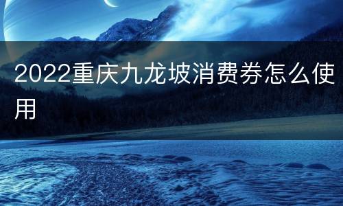 2022重庆九龙坡消费券怎么使用
