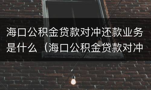 海口公积金贷款对冲还款业务是什么（海口公积金贷款对冲还款业务是什么意思）