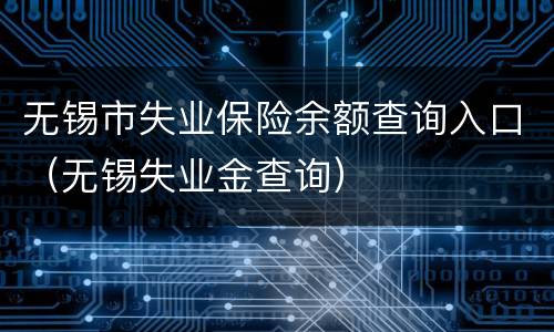 无锡市失业保险余额查询入口（无锡失业金查询）