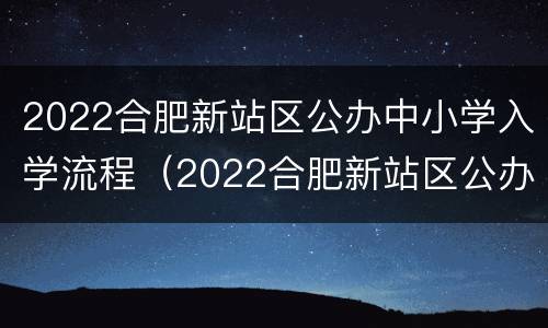 2022合肥新站区公办中小学入学流程（2022合肥新站区公办中小学入学流程图）