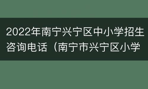 2022年南宁兴宁区中小学招生咨询电话（南宁市兴宁区小学报名）