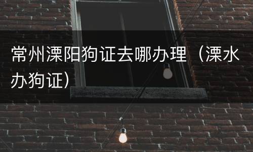 常州溧阳狗证去哪办理（溧水办狗证）