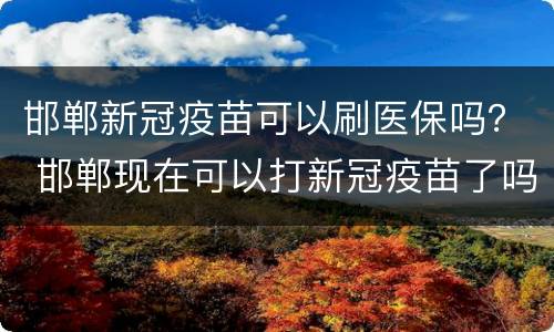 邯郸新冠疫苗可以刷医保吗？ 邯郸现在可以打新冠疫苗了吗