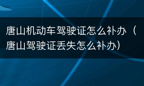 唐山机动车驾驶证怎么补办（唐山驾驶证丢失怎么补办）