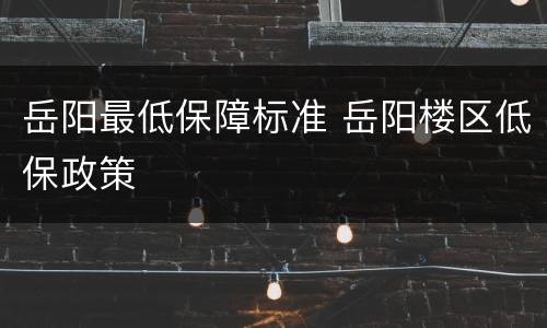 岳阳最低保障标准 岳阳楼区低保政策