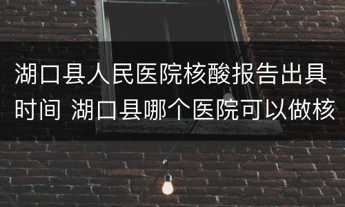 湖口县人民医院核酸报告出具时间 湖口县哪个医院可以做核酸检测