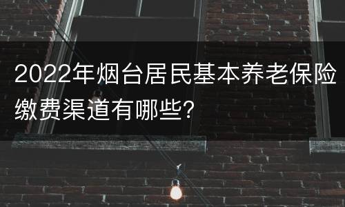 2022年烟台居民基本养老保险缴费渠道有哪些？