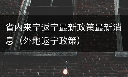 省内来宁返宁最新政策最新消息（外地返宁政策）