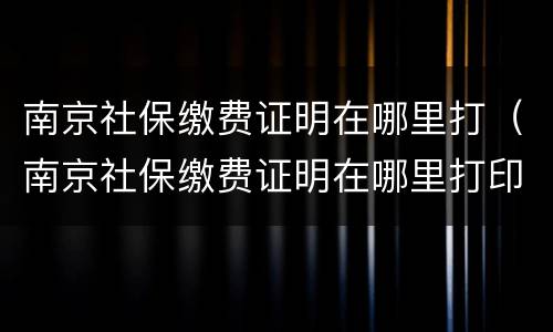 南京社保缴费证明在哪里打（南京社保缴费证明在哪里打印）