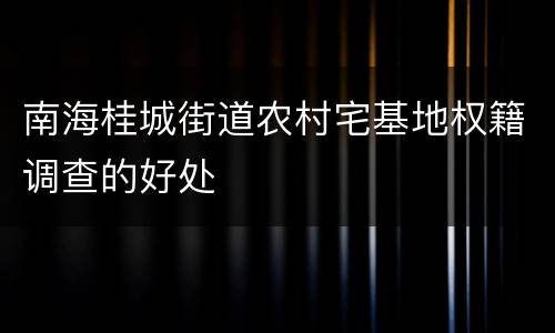 南海桂城街道农村宅基地权籍调查的好处