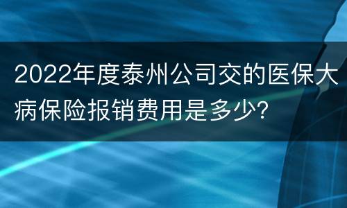 2022年度泰州公司交的医保大病保险报销费用是多少？