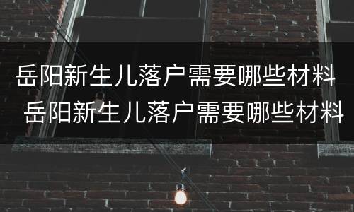岳阳新生儿落户需要哪些材料 岳阳新生儿落户需要哪些材料和证件