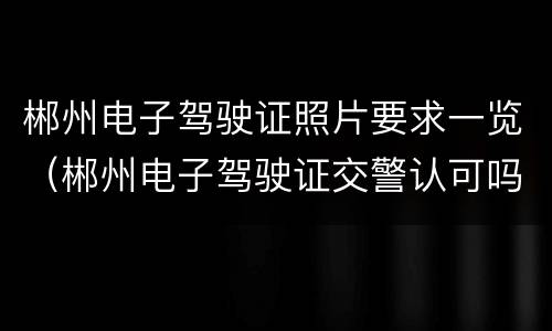 郴州电子驾驶证照片要求一览（郴州电子驾驶证交警认可吗）