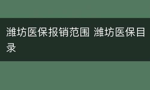 潍坊医保报销范围 潍坊医保目录