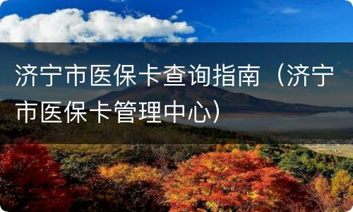 济宁市医保卡查询指南（济宁市医保卡管理中心）