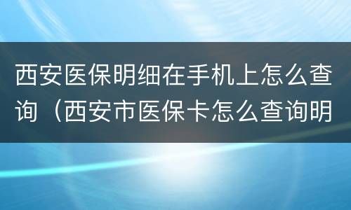 西安医保明细在手机上怎么查询（西安市医保卡怎么查询明细）