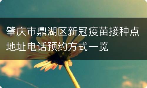 肇庆市鼎湖区新冠疫苗接种点地址电话预约方式一览
