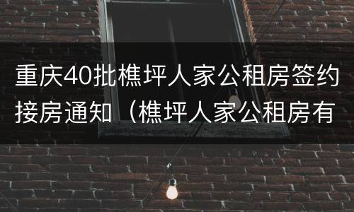 重庆40批樵坪人家公租房签约接房通知（樵坪人家公租房有多少栋）
