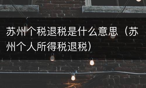 苏州个税退税是什么意思（苏州个人所得税退税）