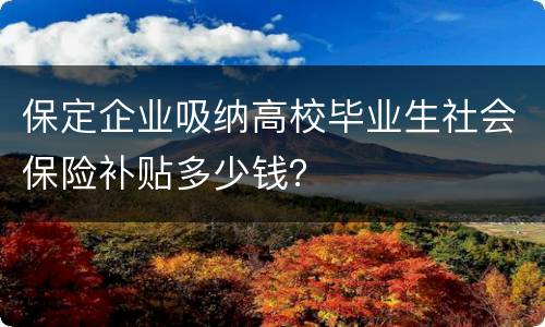 保定企业吸纳高校毕业生社会保险补贴多少钱？