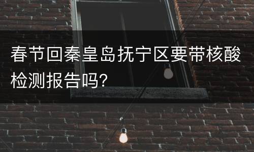 春节回秦皇岛抚宁区要带核酸检测报告吗？