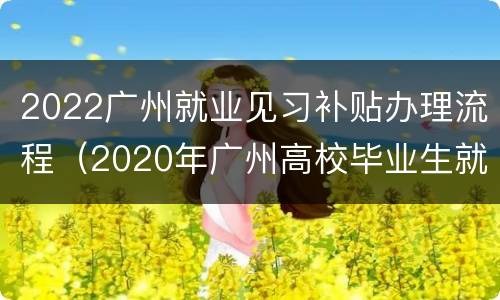 2022广州就业见习补贴办理流程（2020年广州高校毕业生就业补贴申请指南）