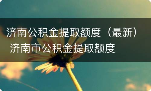 济南公积金提取额度（最新） 济南市公积金提取额度
