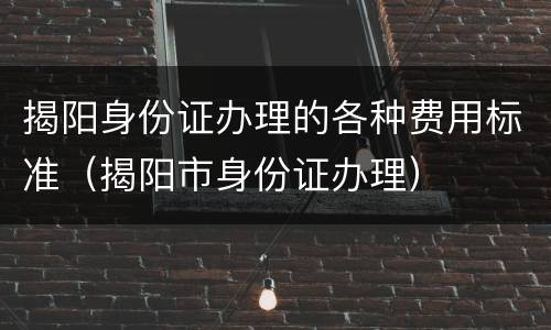 揭阳身份证办理的各种费用标准（揭阳市身份证办理）