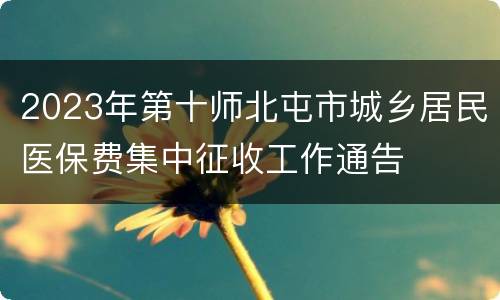2023年第十师北屯市城乡居民医保费集中征收工作通告