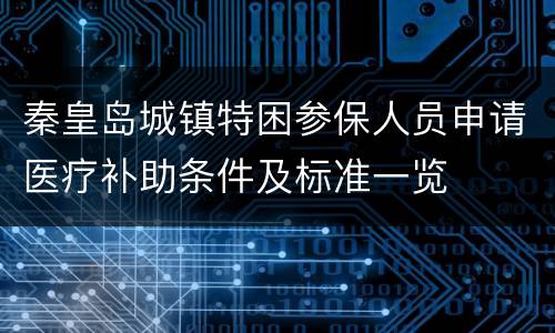 秦皇岛城镇特困参保人员申请医疗补助条件及标准一览