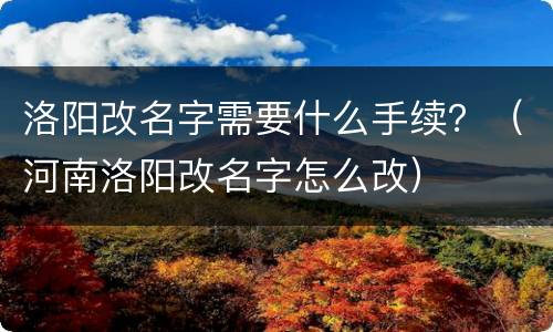 洛阳改名字需要什么手续？（河南洛阳改名字怎么改）