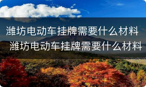 潍坊电动车挂牌需要什么材料 潍坊电动车挂牌需要什么材料和手续