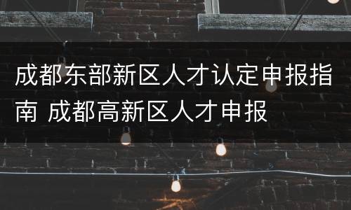成都东部新区人才认定申报指南 成都高新区人才申报