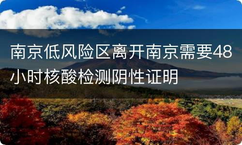 南京低风险区离开南京需要48小时核酸检测阴性证明