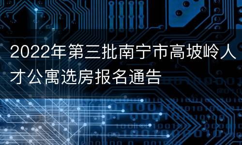 2022年第三批南宁市高坡岭人才公寓选房报名通告