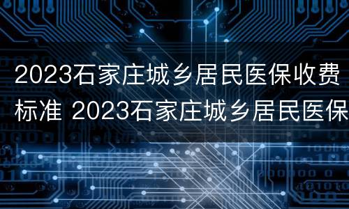 2023石家庄城乡居民医保收费标准 2023石家庄城乡居民医保收费标准表
