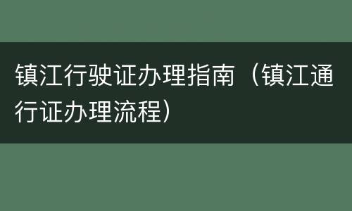 镇江行驶证办理指南（镇江通行证办理流程）