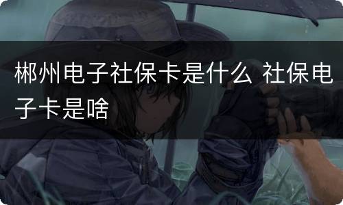 郴州电子社保卡是什么 社保电子卡是啥