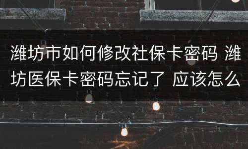 潍坊市如何修改社保卡密码 潍坊医保卡密码忘记了 应该怎么办