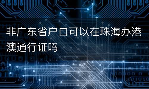 非广东省户口可以在珠海办港澳通行证吗