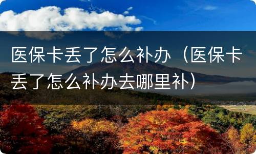 医保卡丢了怎么补办（医保卡丢了怎么补办去哪里补）