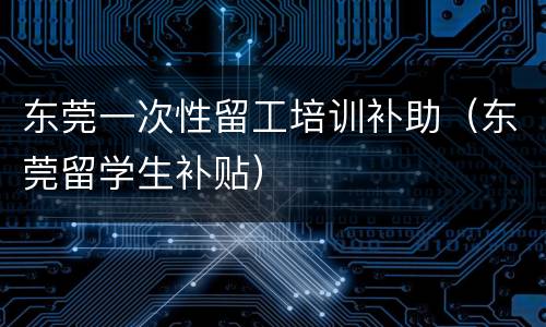 东莞一次性留工培训补助（东莞留学生补贴）