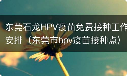 东莞石龙HPV疫苗免费接种工作安排（东莞市hpv疫苗接种点）