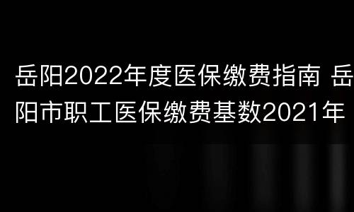 岳阳2022年度医保缴费指南 岳阳市职工医保缴费基数2021年