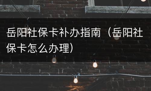 岳阳社保卡补办指南（岳阳社保卡怎么办理）