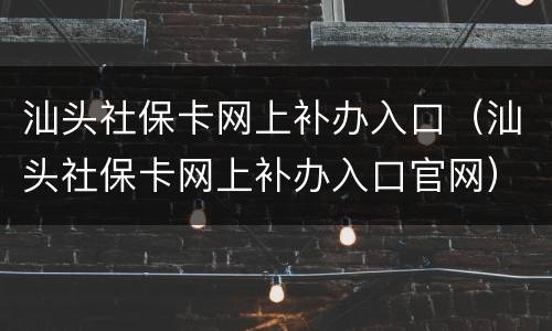 汕头社保卡网上补办入口（汕头社保卡网上补办入口官网）
