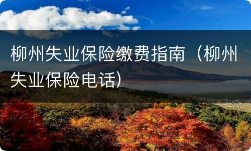柳州失业保险缴费指南（柳州失业保险电话）